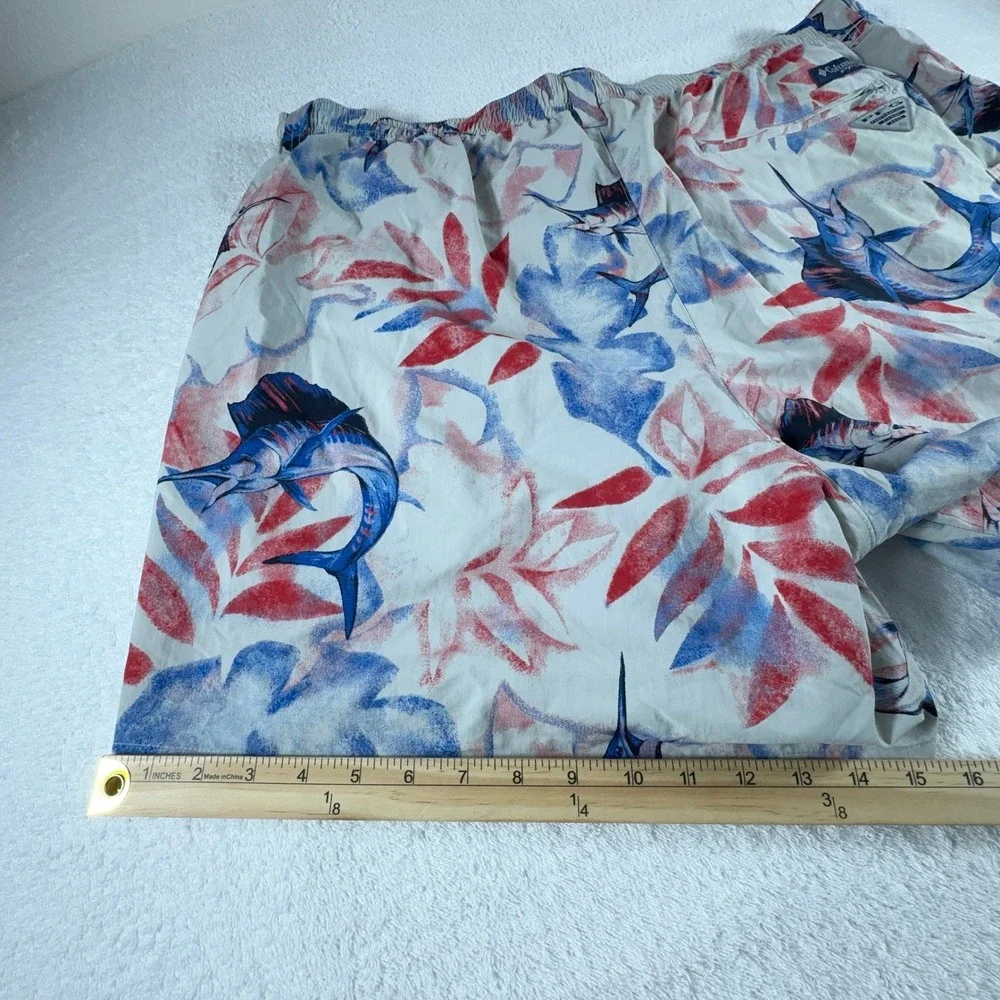 Columbia Swim Trunks Mens 2XL XXL Floral Omni-Shade‎ PFG Fishing Zip Pocket 6